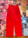 Red Flare Paper Bag Pants