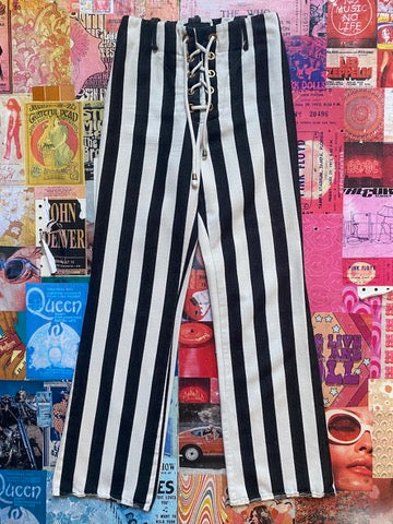 Lace Up Striped Pants