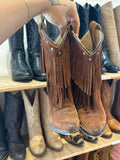 Brown Suede Fringe Boots