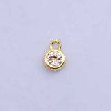 16K Gold Filled Mini Green, Clear, ETC CZ Round Charm | W141-W144