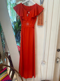 Red bedazzled ruffle dress