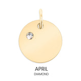 18K Gold PVD Blank Engravable Circle Birthstone Charm