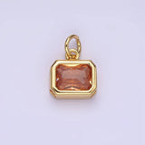 14K Gold Filled 10mm Personalized Birthstone Baguette Cubic Zirconia CZ Bezel Charm in Silver & Gold | N1600 - N1623