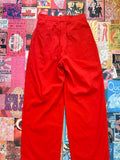 Red Flare Paper Bag Pants