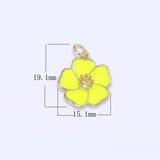 Dainty Hibiscus Charm Tropical Flower Gold Filled Enamel Charm Hawaiian Inspired Jewelry Pendant for Necklace Bracelet Earring Component M-505 M-506 M-507