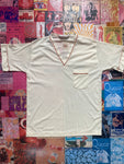White And Rust V Neck Top