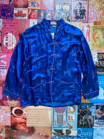 Blue Silk Cheongsam Top