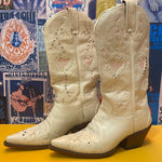 White painted pink heart S. 7 cowboy boots