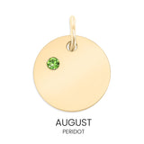 18K Gold PVD Blank Engravable Circle Birthstone Charm