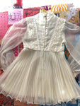 White Sheer Pleated Mini Dress