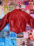 Red Cropped Moto Leather Jacket