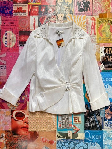 White Bejeweled Top