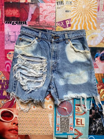 Levi's Bleached and Distressed Denim Shorts