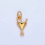 24K Gold Filled CZ Martini Glass Alcoholic Drink Mini Charm | X871