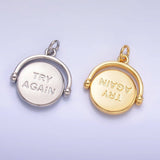 24K Gold Filled Double Sided "Good Luck" "Try Again" Coin Charm in Gold & Silver | W401
