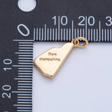 18K Gold Filled United States of America State Map Charm in Gold & Silver | AK064 - AK113