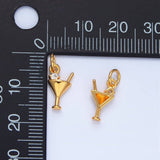 24K Gold Filled CZ Martini Glass Alcoholic Drink Mini Charm | X871