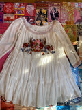 White Off Shoulder Embroidered Dress