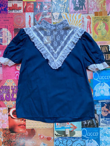Victorian Style Navy Lace Blouse