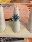 Silver Turqoise Flower Ring