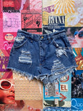 Medium Wash Distressed Denim Shorts