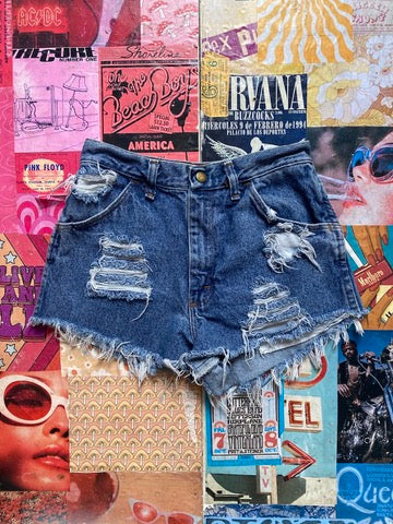 Medium Wash Distressed Denim Shorts