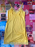 Yellow Lace Silk Slip Dress