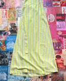 Green And Yellow Striped Robe With Lace