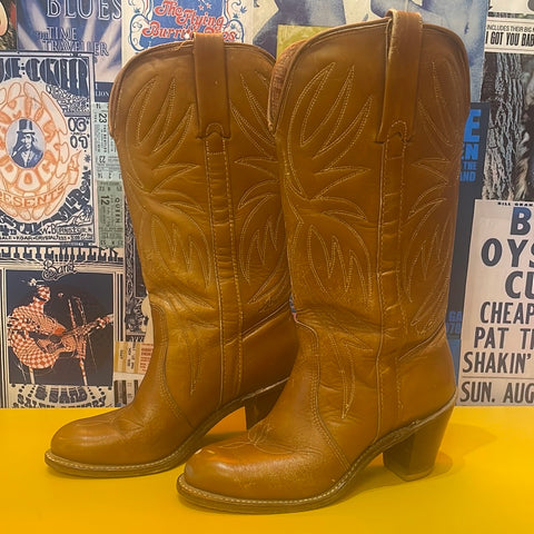 Brown heeled  cowboy boot S 5.5