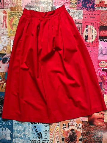 Red Pleated Maxi Skirt