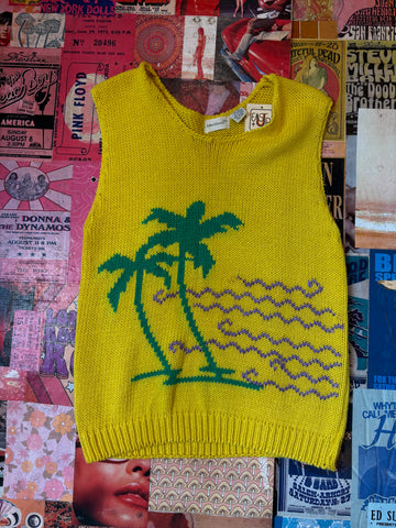 Yellow Palm Tree Sweater Vest
