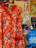 Orange Printed Shift Dress