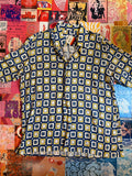 Groovy Blue Yellow Square Button Down