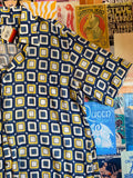 Groovy Blue Yellow Square Button Down