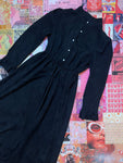 Long Black Corduroy Button Dress