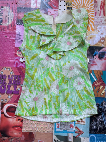 Ruffle Neck Flower Tank