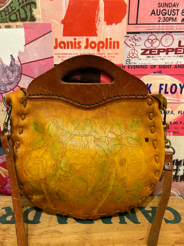 Leather Yellow Floral Crossbody