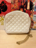 White Leather Gold Chain Crossbody
