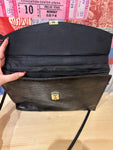 Black Leather Purse with Handle and Strap