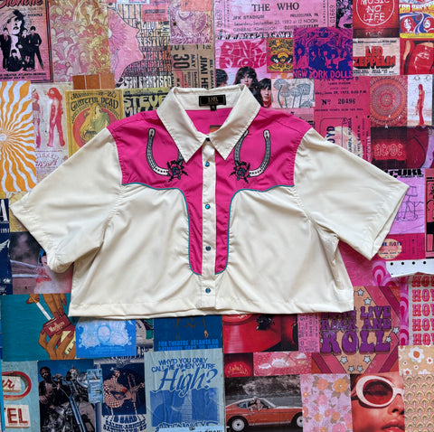 Pink And White Fringe Cowboy Shirt