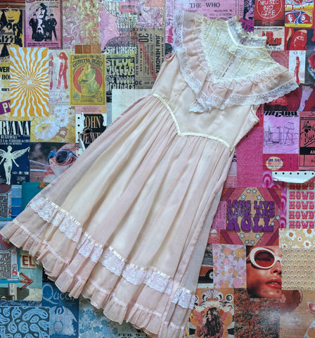 Gunne Sax Baby Pink Lace Doll Dress