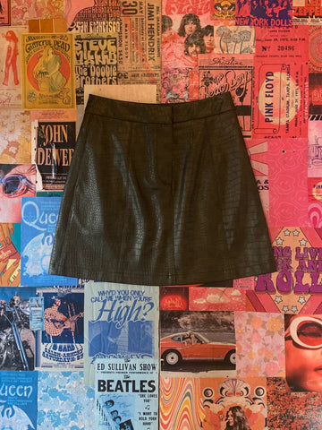 Dark Green Faux Snakeskin Skirt