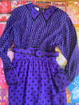 Purple Long Sleeve Geometric Print Dress