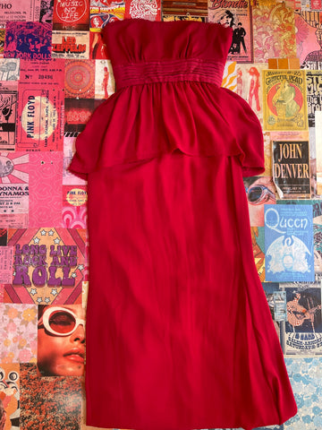 Red Strapless Evening Dress