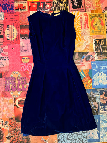 Blue Crushed Velvet Mini Dress