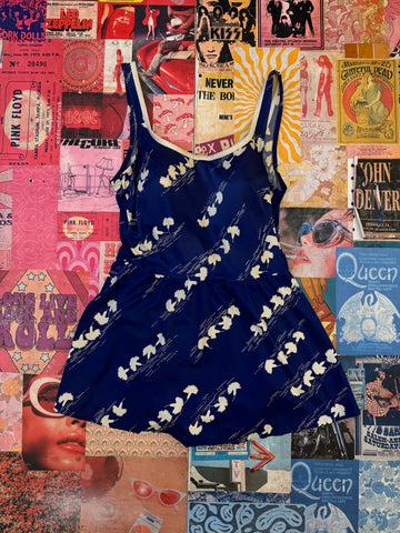 Blue and White Printed Tennis Dress