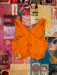 Orange Wrap Button Up Top