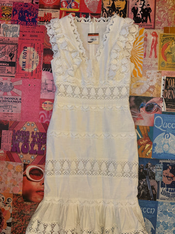 White Lace Trim Maxi Dress