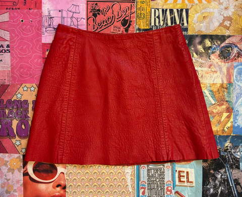 Red Leather Mini Skirt