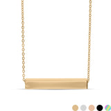 Square 4 Sided Horizontal Bar Polished Stainless Steel Necklace